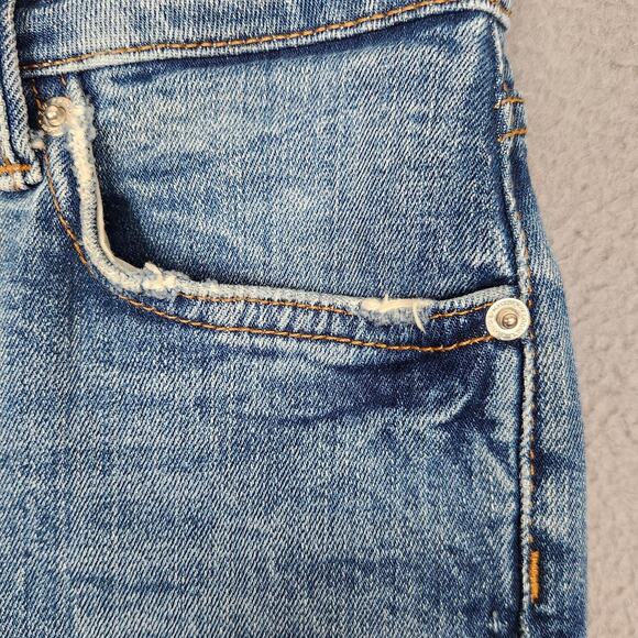 Zara Woman Jeans Womens 2 Blue Skinny Floral Embroidered Distressed Raw Hem - Picture 8 of 15